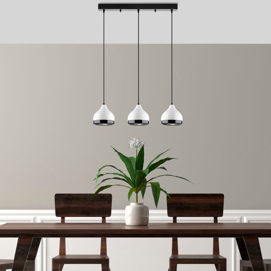 Hanglamp YILDO 3xE27/40W/230V wit/zwart
