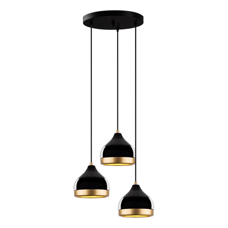 Hanglamp YILDO 3xE27/40W/230V zwart/goud