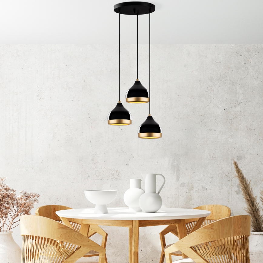 Hanglamp YILDO 3xE27/40W/230V zwart/goud