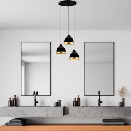 Hanglamp YILDO 3xE27/40W/230V zwart/goud