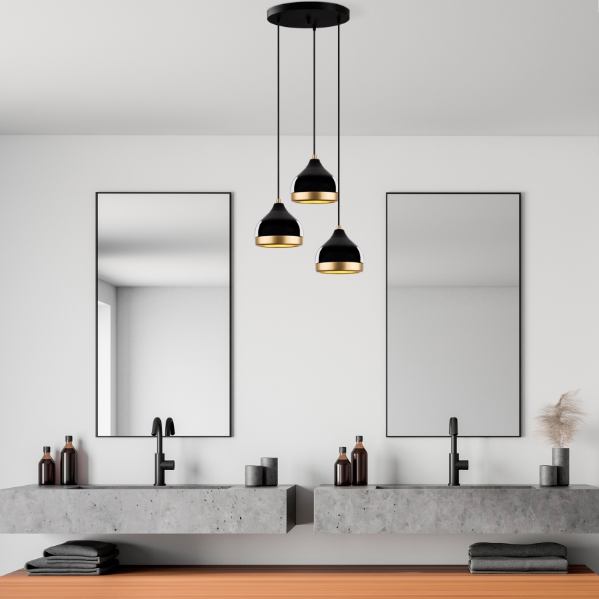 Hanglamp YILDO 3xE27/40W/230V zwart/goud
