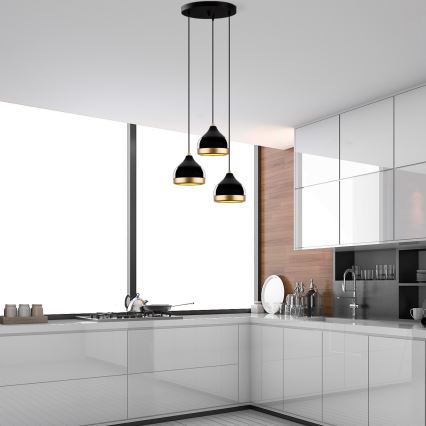 Hanglamp YILDO 3xE27/40W/230V zwart/goud