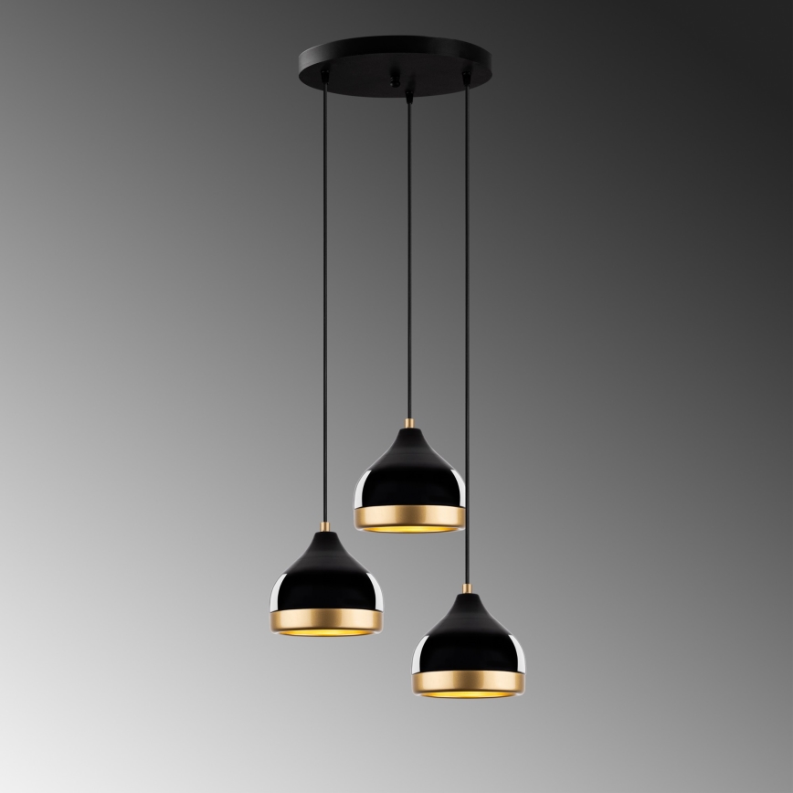 Hanglamp YILDO 3xE27/40W/230V zwart/goud
