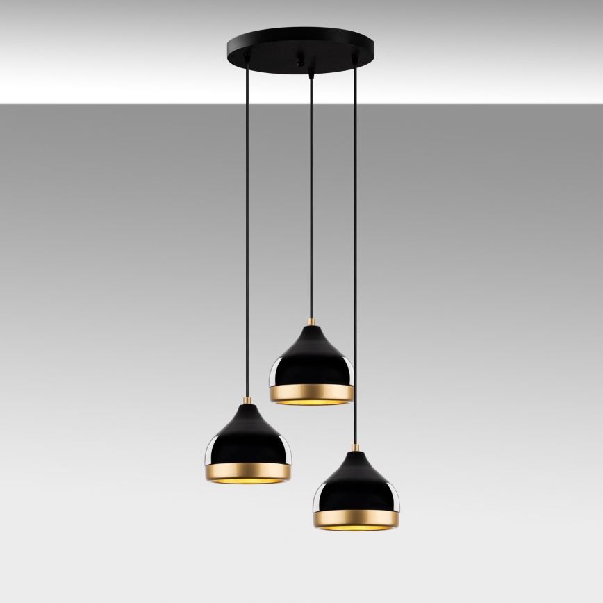 Hanglamp YILDO 3xE27/40W/230V zwart/goud