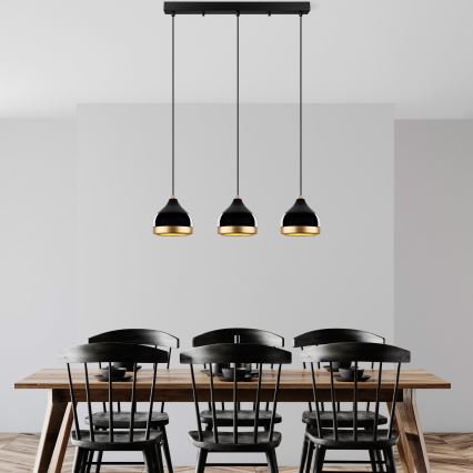 Hanglamp YILDO 3xE27/40W/230V zwart/goud