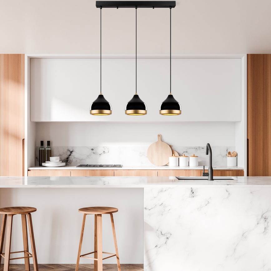 Hanglamp YILDO 3xE27/40W/230V zwart/goud