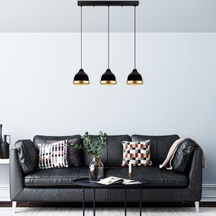 Hanglamp YILDO 3xE27/40W/230V zwart/goud