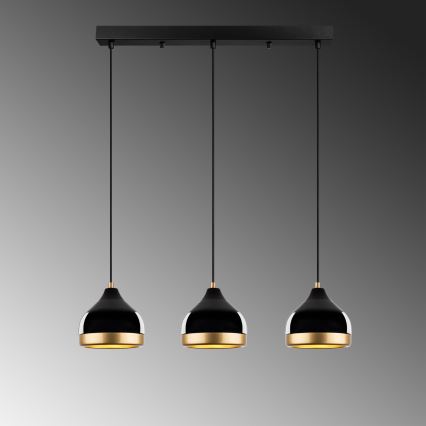 Hanglamp YILDO 3xE27/40W/230V zwart/goud