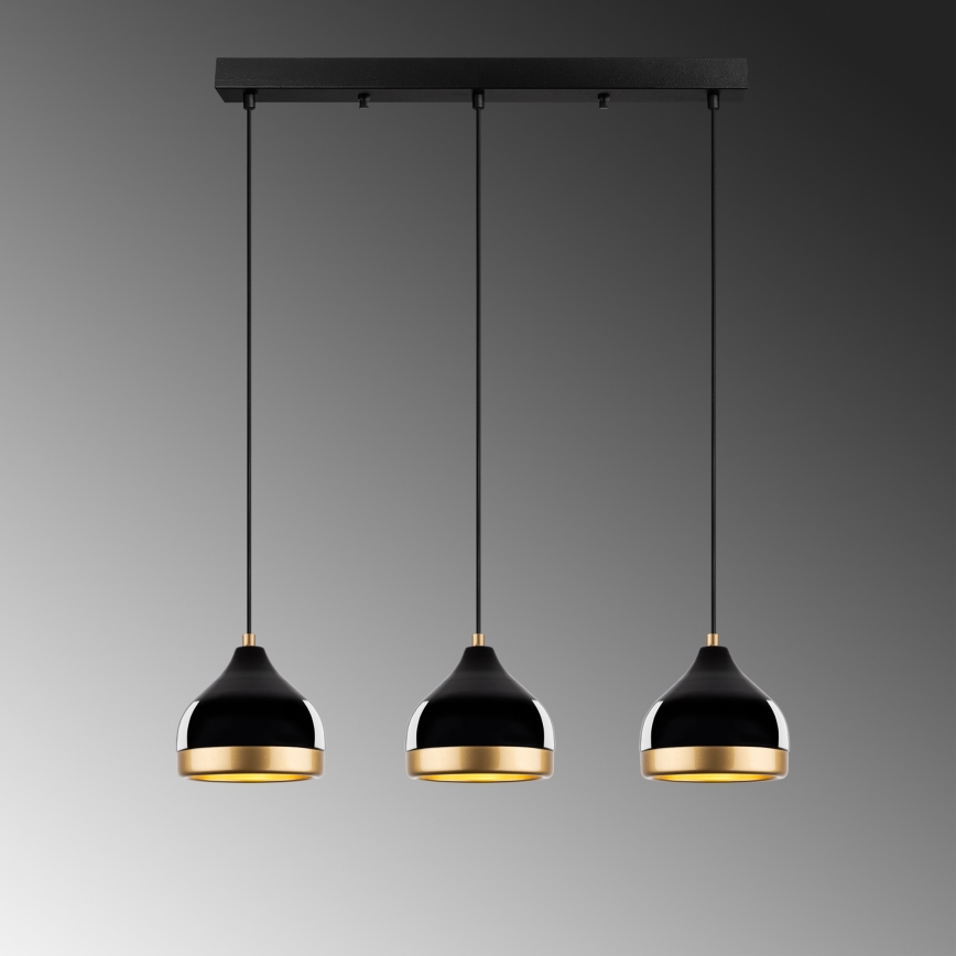 Hanglamp YILDO 3xE27/40W/230V zwart/goud