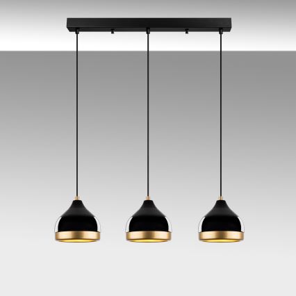 Hanglamp YILDO 3xE27/40W/230V zwart/goud