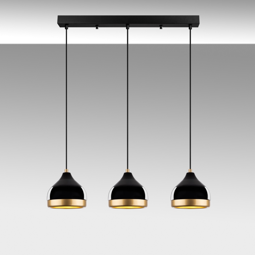 Hanglamp YILDO 3xE27/40W/230V zwart/goud