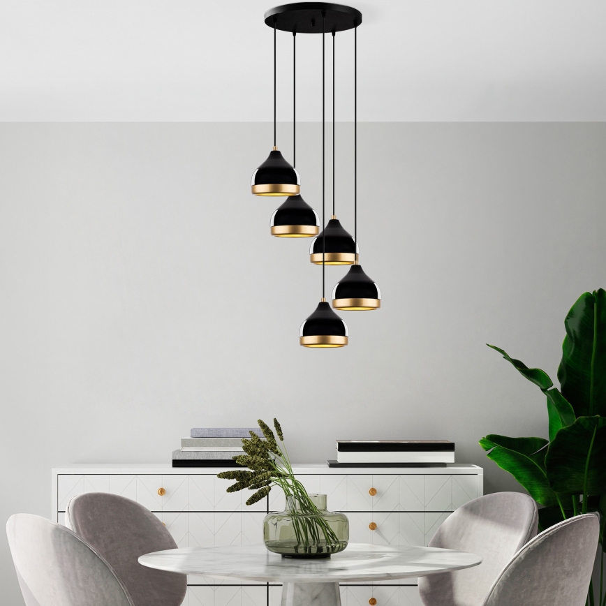 Hanglamp YILDO 5xE27/40W/230V zwart/goud