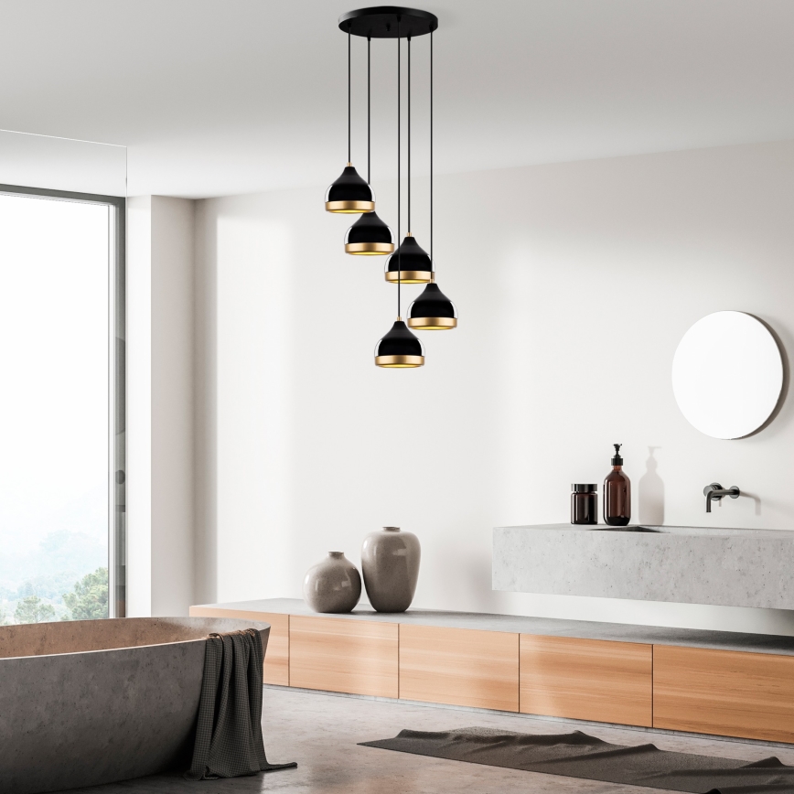 Hanglamp YILDO 5xE27/40W/230V zwart/goud