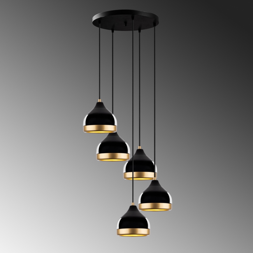 Hanglamp YILDO 5xE27/40W/230V zwart/goud