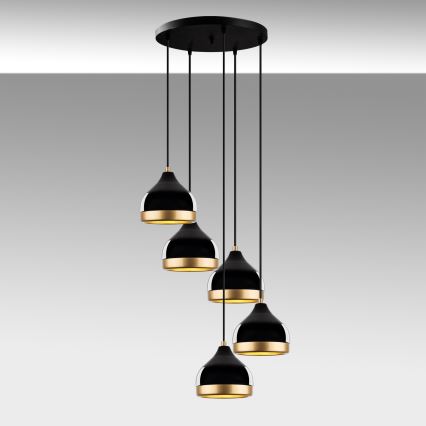 Hanglamp YILDO 5xE27/40W/230V zwart/goud