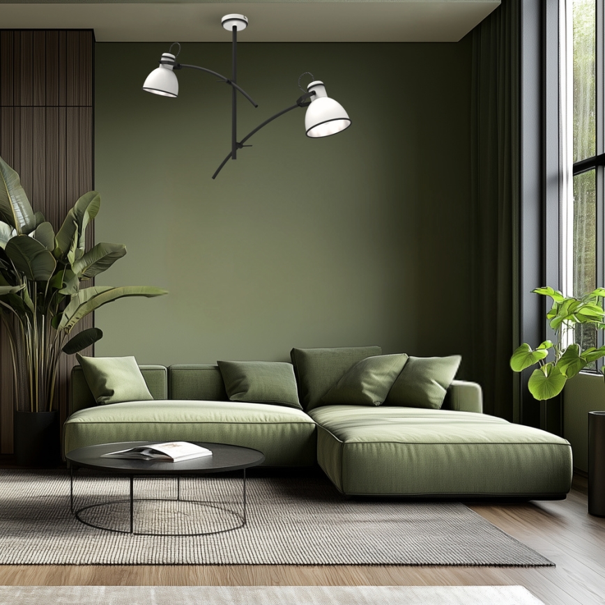 Hanglamp ZUMBA met steel 2xE27/60W/230V wit/zwart