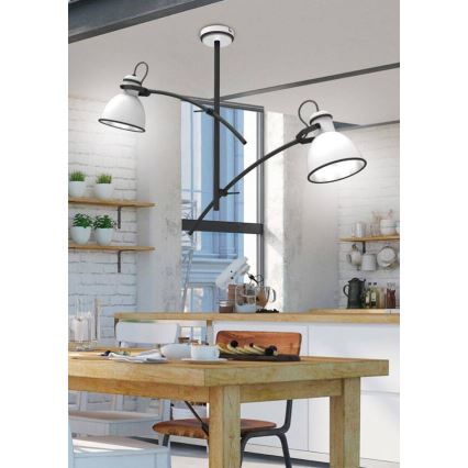 Hanglamp ZUMBA met steel 2xE27/60W/230V wit/zwart