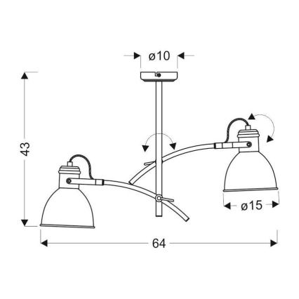 Hanglamp ZUMBA met steel 2xE27/60W/230V wit/zwart