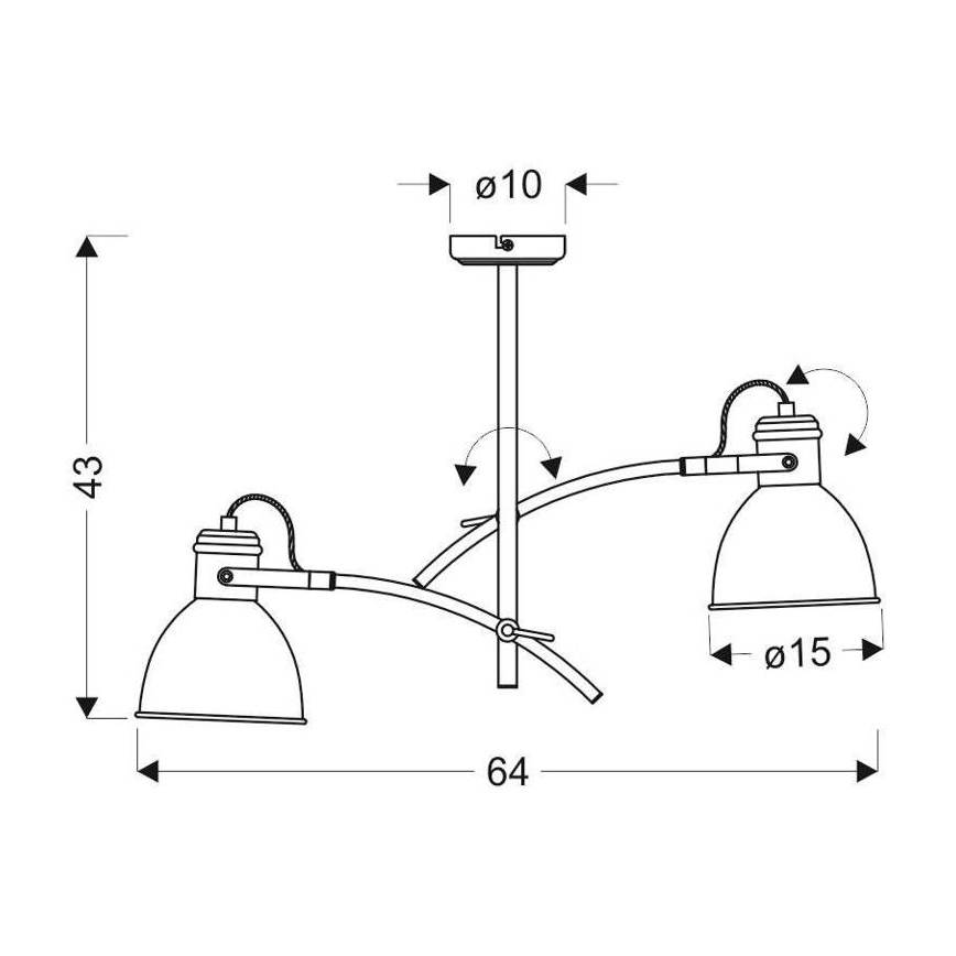 Hanglamp ZUMBA met steel 2xE27/60W/230V wit/zwart