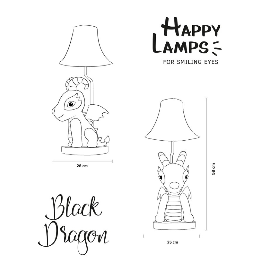 Happy Lamps - Kinder LED tafellamp BLACK DRAGOON LED/5,4W/230V draak