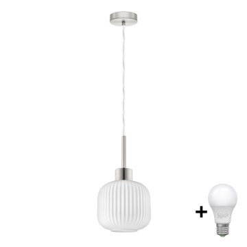 HARMA LED Hanglamp 1xE27/60W/230V Ø 20 cm mat chroom/wit