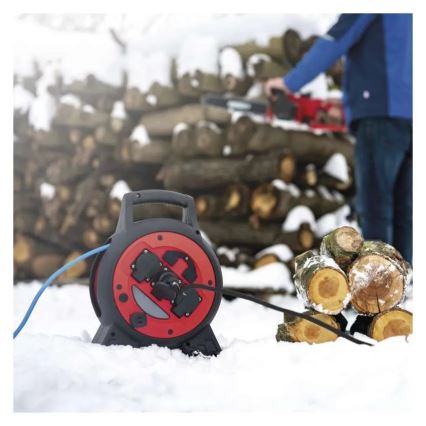Haspel 3Z 20m rood/zwart IP44