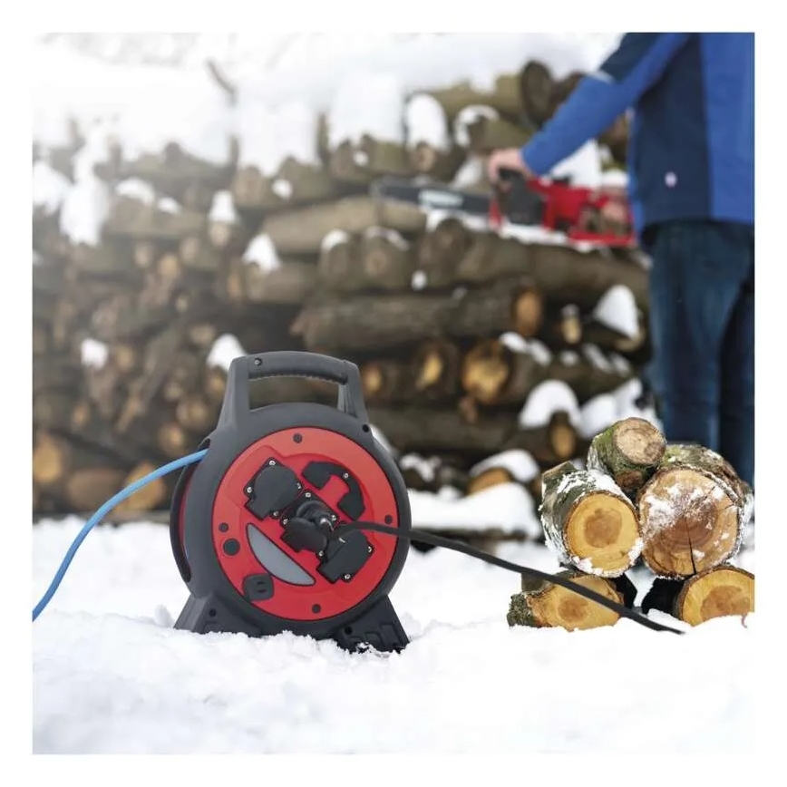 Haspel 3Z 20m rood/zwart IP44