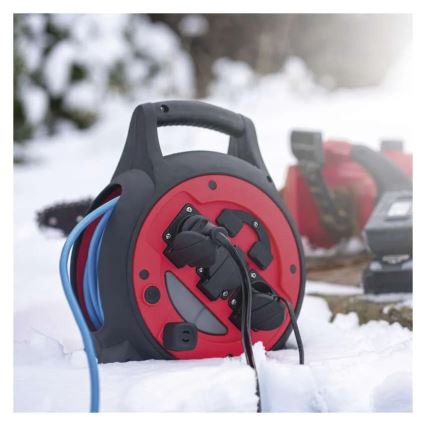 Haspel 3Z 20m rood/zwart IP44