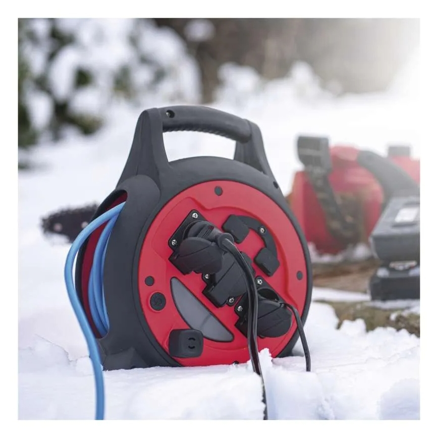 Haspel 3Z 20m rood/zwart IP44