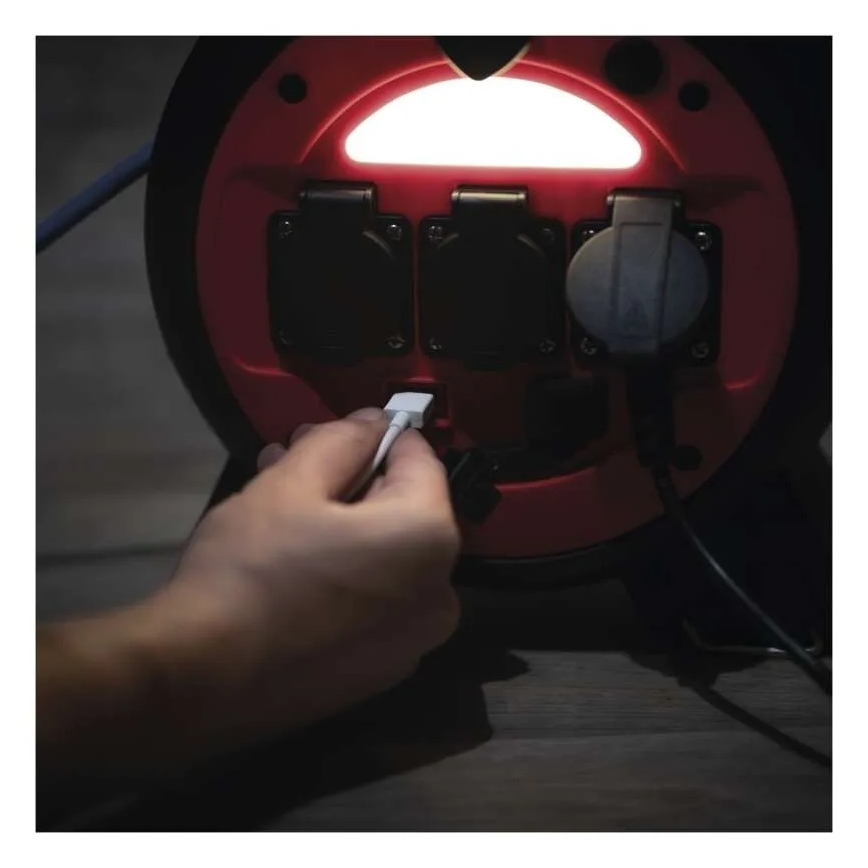 Haspel 3Z 20m rood/zwart IP44