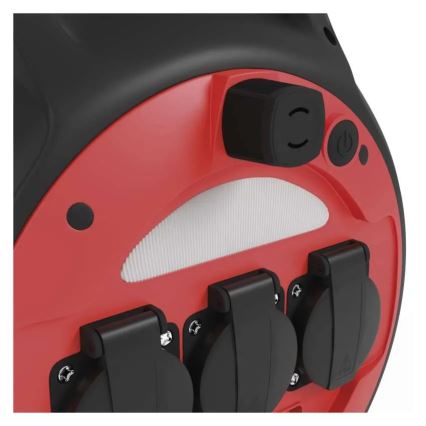 Haspel 3Z 20m rood/zwart IP44