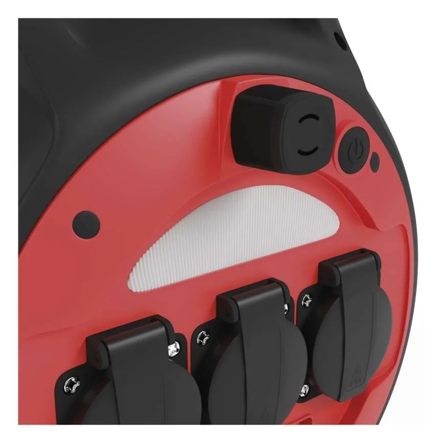 Haspel 3Z 20m rood/zwart IP44