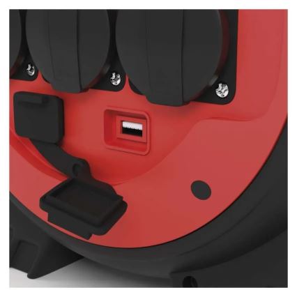 Haspel 3Z 20m rood/zwart IP44