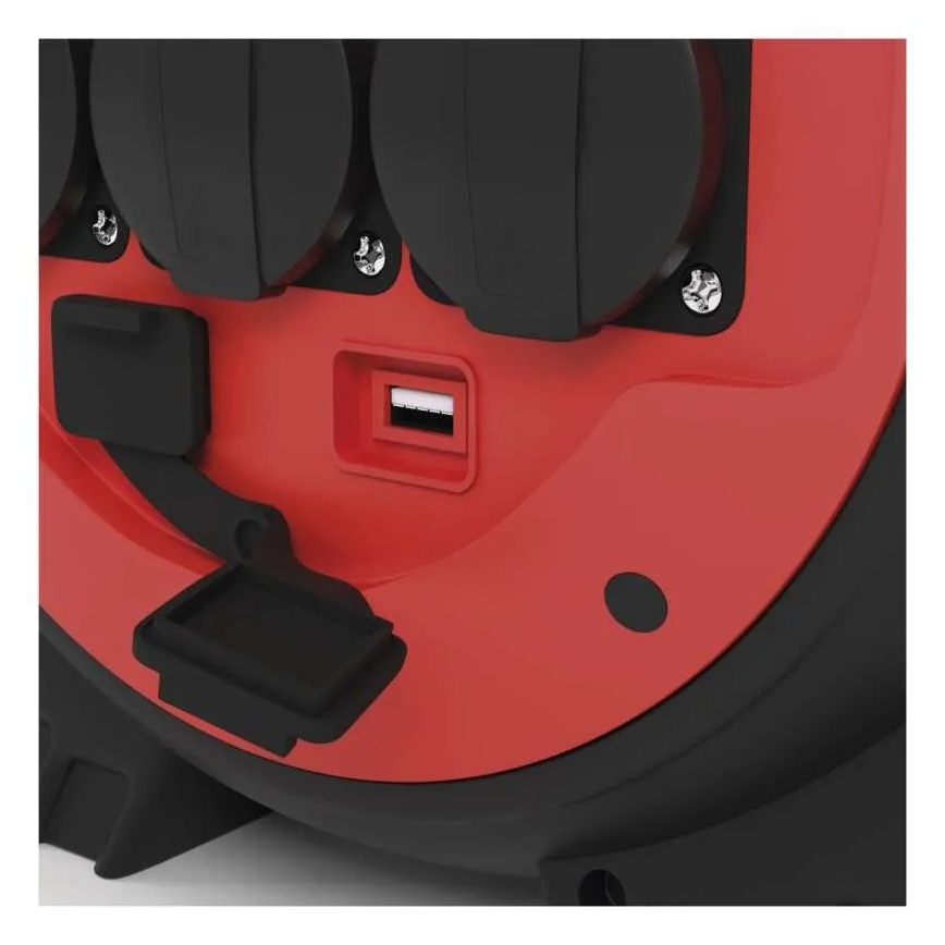 Haspel 3Z 20m rood/zwart IP44