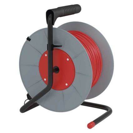 Haspel met 4 stopcontacten 25m grijs/rood