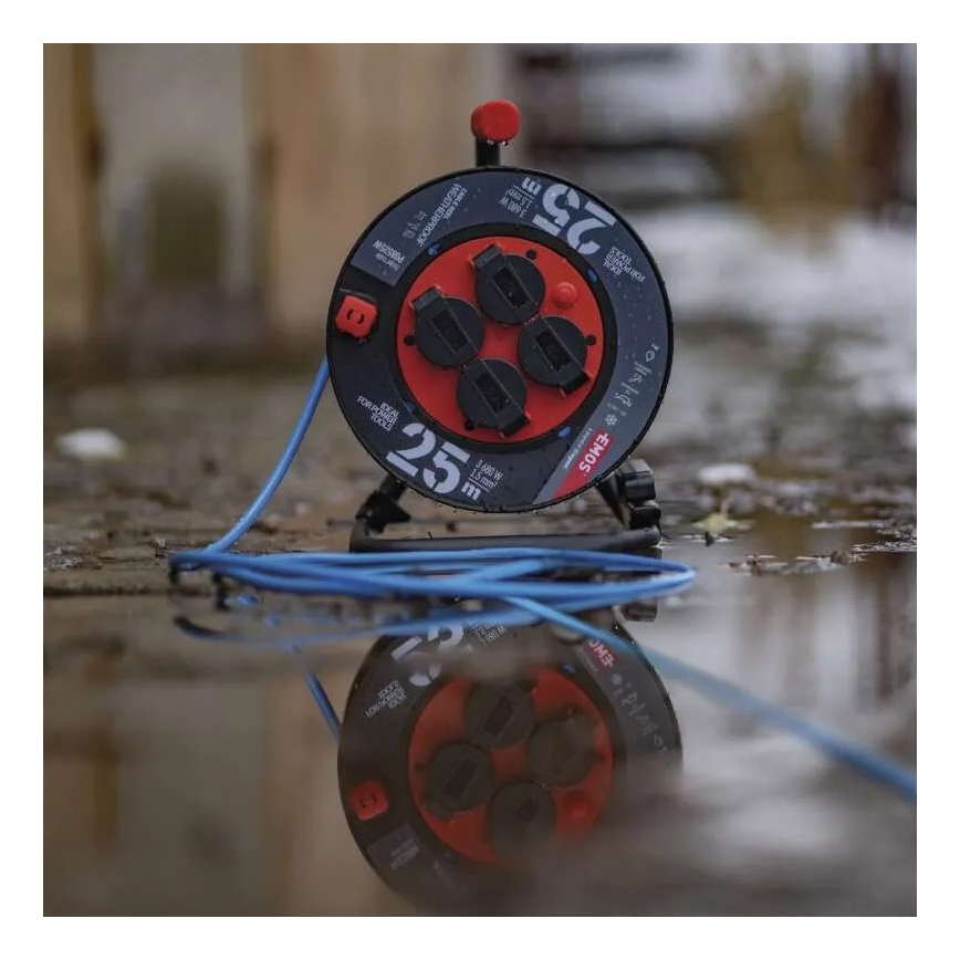 Haspel met 4 stopcontacten 25m silicone IP44