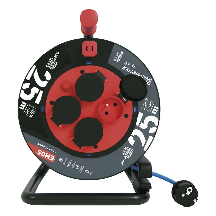 Haspel met 4 stopcontacten 25m silicone IP44