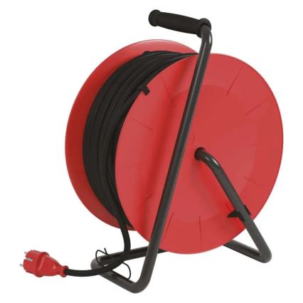 Haspel met 4 stopcontacten 50m rood IP44