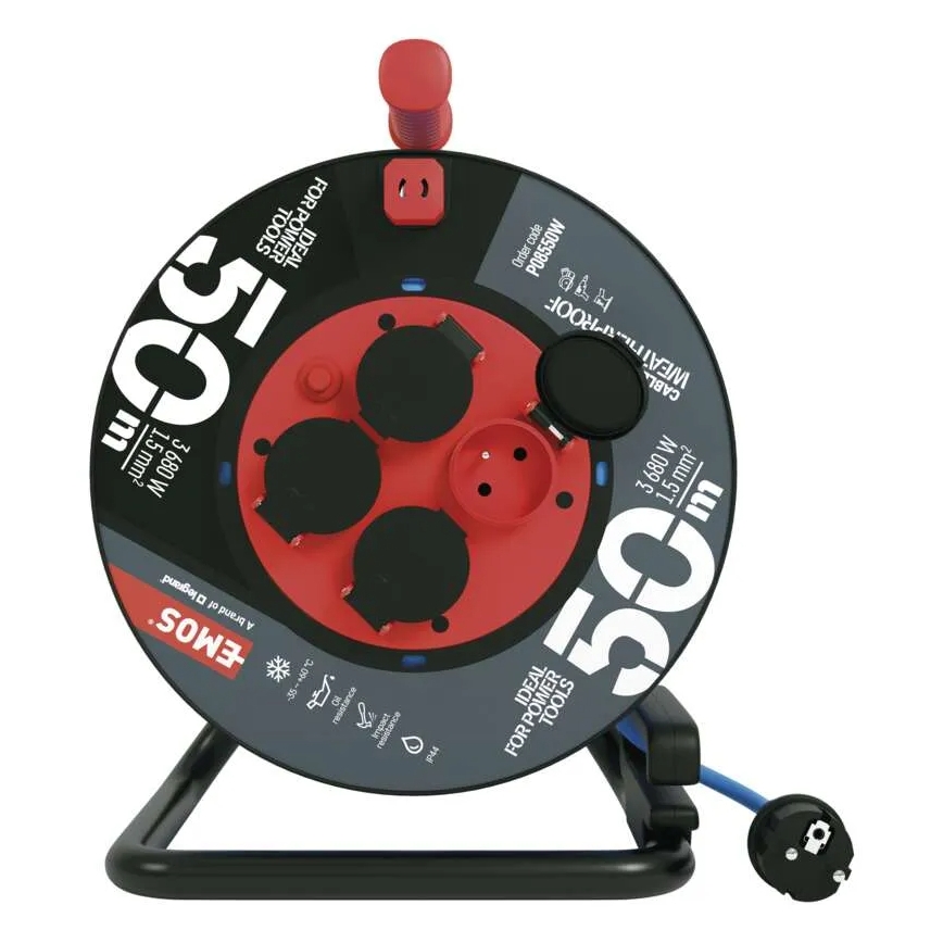 Haspel met 4 stopcontacten 50m silicone IP44