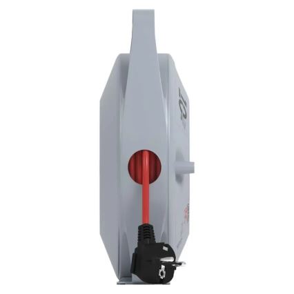 Haspelverlengsnoer met 4 stopcontacten, 10 m, grijs/rood