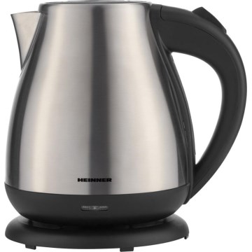 Heinner HEK-17IX - Snelle elektrische waterkoker 1,7 l 2200 W/230 V mat chroom/zwart