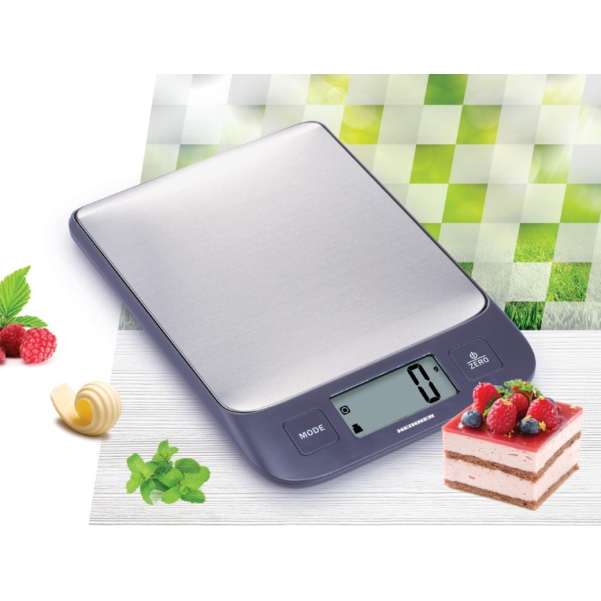 Heinner HKS-5IXBK - Digitale keukenweegschaal 2xAAA grijs/mat chroom