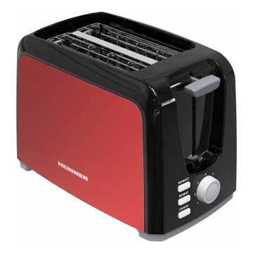 Heinner HTP-700BKRD - Broodrooster met twee sleuven 700W/230V rood/mat chroom