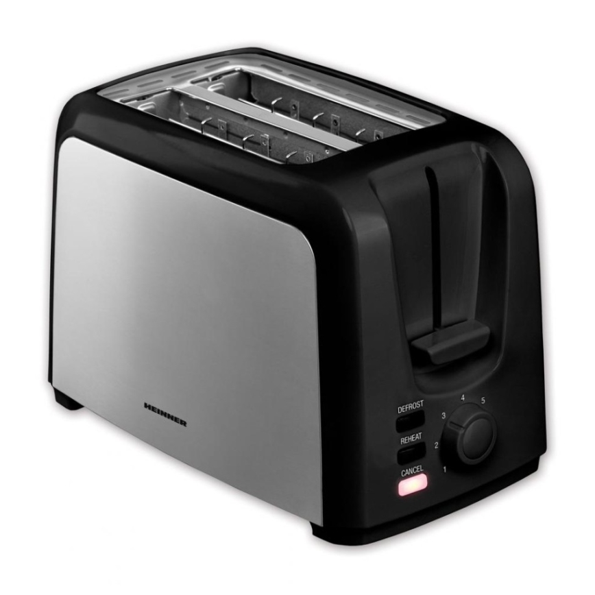 Heinner HTP-700BKSS - Broodrooster met twee sleuven 700W/230V zwart/mat chroom