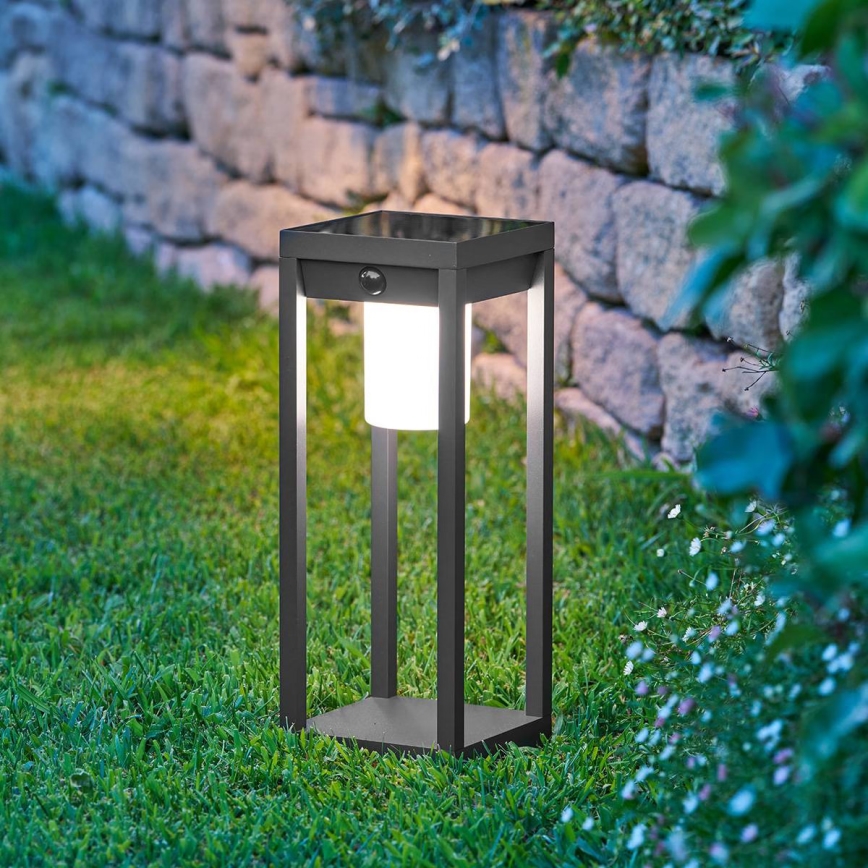 Hesperide - LED zonne-lantaarn met bewegingssensor PIKY LED/3,7V 2600 mAh 40 cm IP65 antraciet