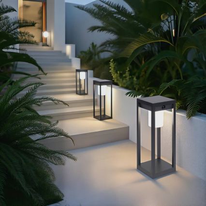 Hesperide - LED zonne-lantaarn met bewegingssensor PIKY LED/3,7V 2600 mAh 40 cm IP65 antraciet