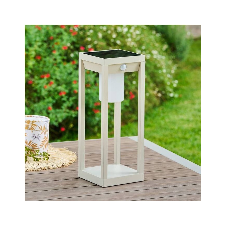 Hesperide - PIKY LED-solarlantaarn met bewegingssensor, 3,7 V / 2600 mAh, 40 cm, IP65, beige