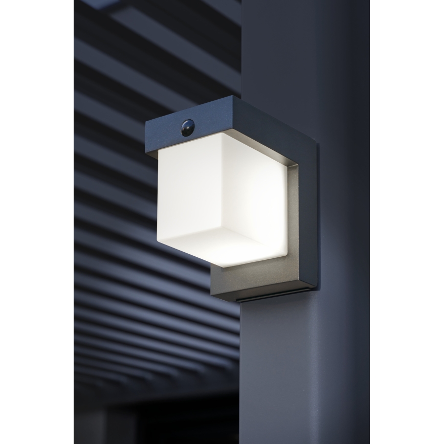 Hesperide - LED-wandlamp op zonne-energie met bewegingssensor MULTY LED/3,7V 2600 mAh IP65 antraciet