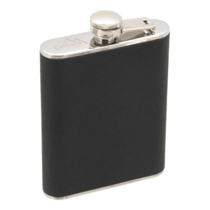 Heupfles met sigarenkoker 175 ml zwart