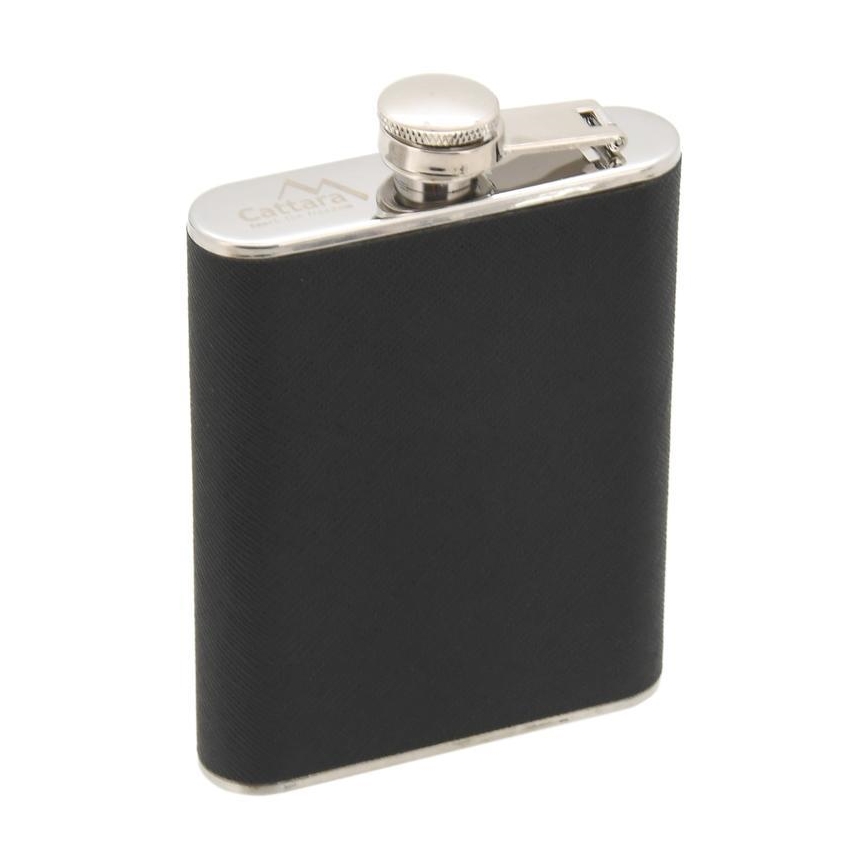 Heupfles met sigarenkoker 175 ml zwart